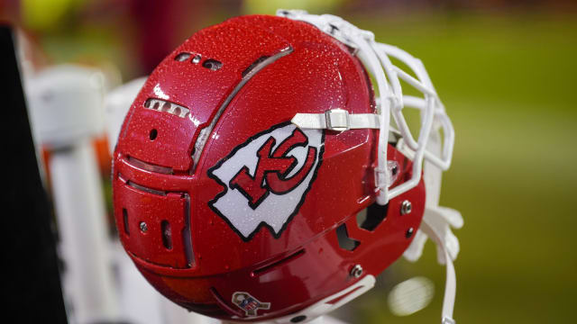 Nov 20, 2023; Kansas City, Missouri, USA; A general view of a Kansas City Chiefs helmet after the game against the Philadelphia Eagles at GEHA Field at Arrowhead Stadium. Mandatory Credit: Denny Medley-USA TODAY Sports  